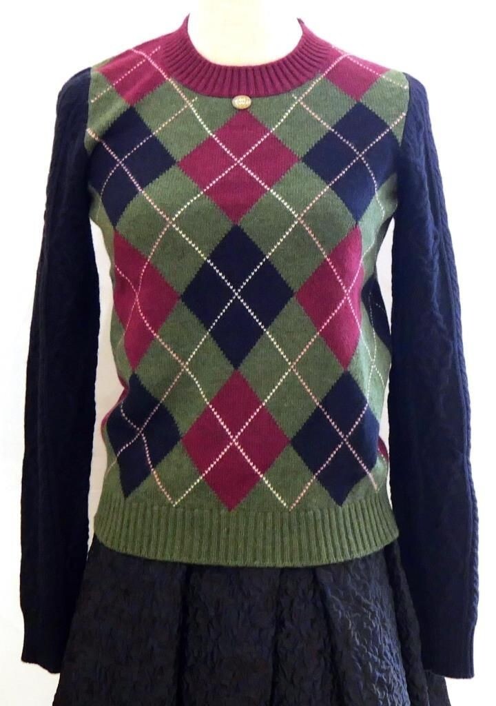 CHANEL Argyle Crew neck Knit Sweater size 38 Multicolor Women's cashmere Used