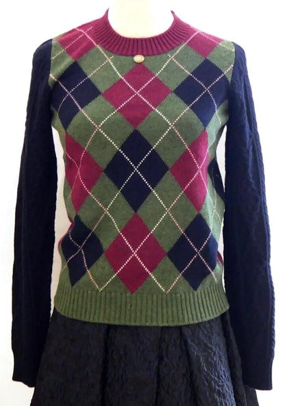 CHANEL Argyle Crew neck Knit Sweater size 38 Multicolor Women's cashmere Used