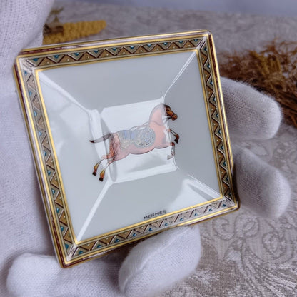 Hermes Cheval d’Orient Mini Plate Tray Porcelain Oriental Theme Decor Rare Used