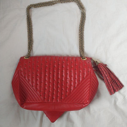 Lara Bohinc Studded Chain Handbag Purse Leather in Red USED Good Condition