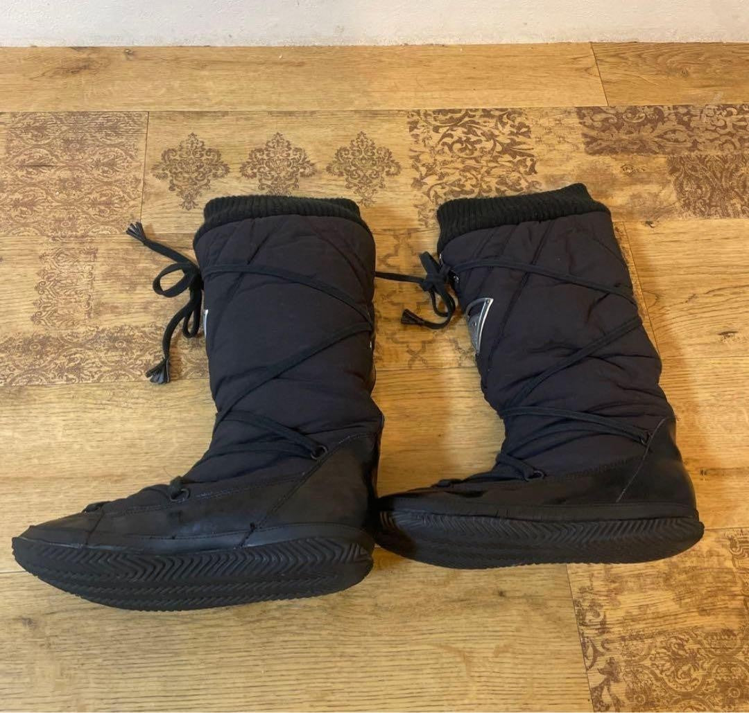 Diesel Women 7.0US Black Long Boots 24cm Nylon Rubber Material Luxury Modern iTA