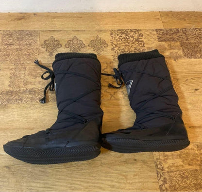Diesel Women 7.0US Black Long Boots 24cm Nylon Rubber Material Luxury Modern iTA