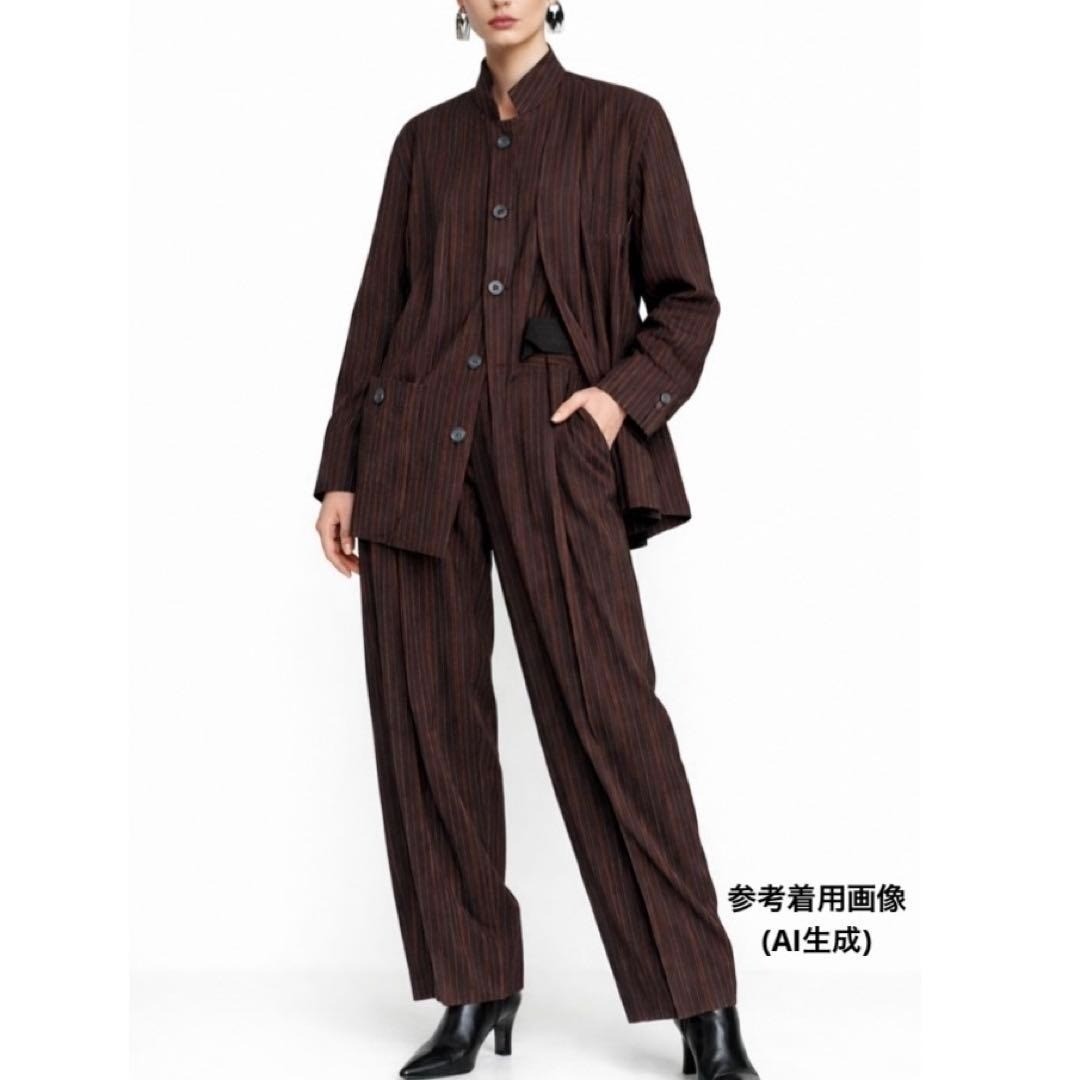 Issey Miyake 90s Archive Pleated Suit Set Brown Red Wool Japan Rare
