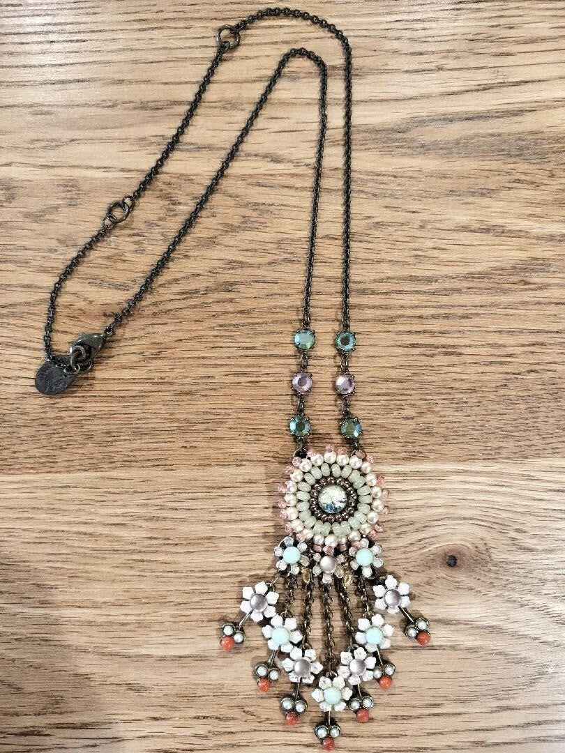 Michael Negrin Necklace Pink Green Flower