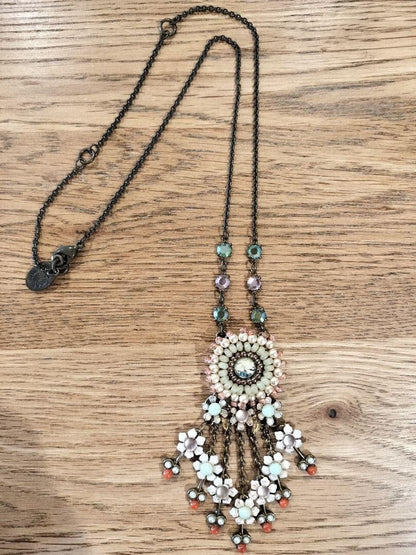 Michael Negrin Necklace Pink Green Flower