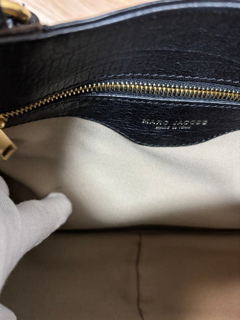 Marc Jacobs All Leather Black Shoulder Bag 2Way Handbag with Gold Hardware