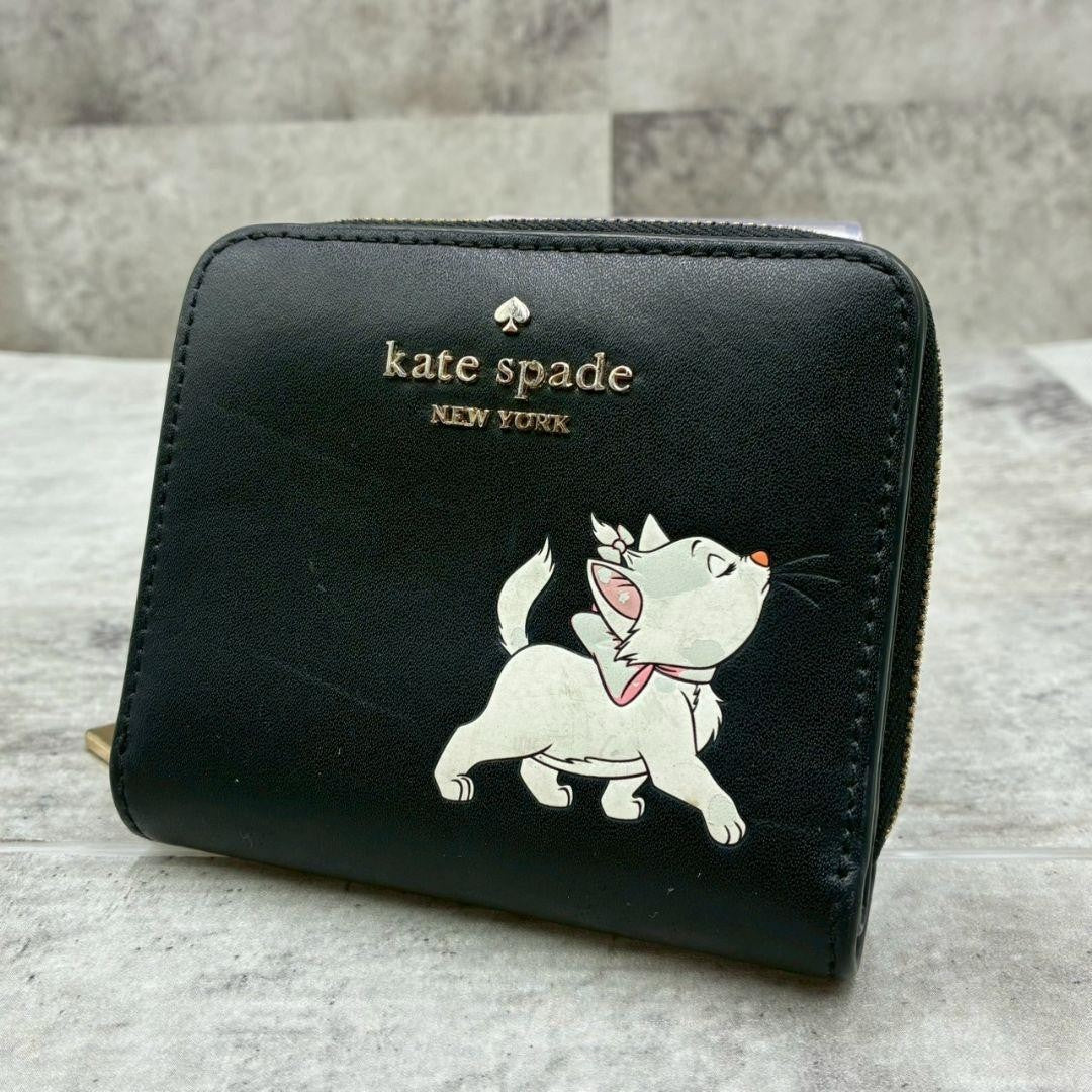 Kate Spade x Disney Aristocats Marie Cat Mini Wallet Black Used From Japan