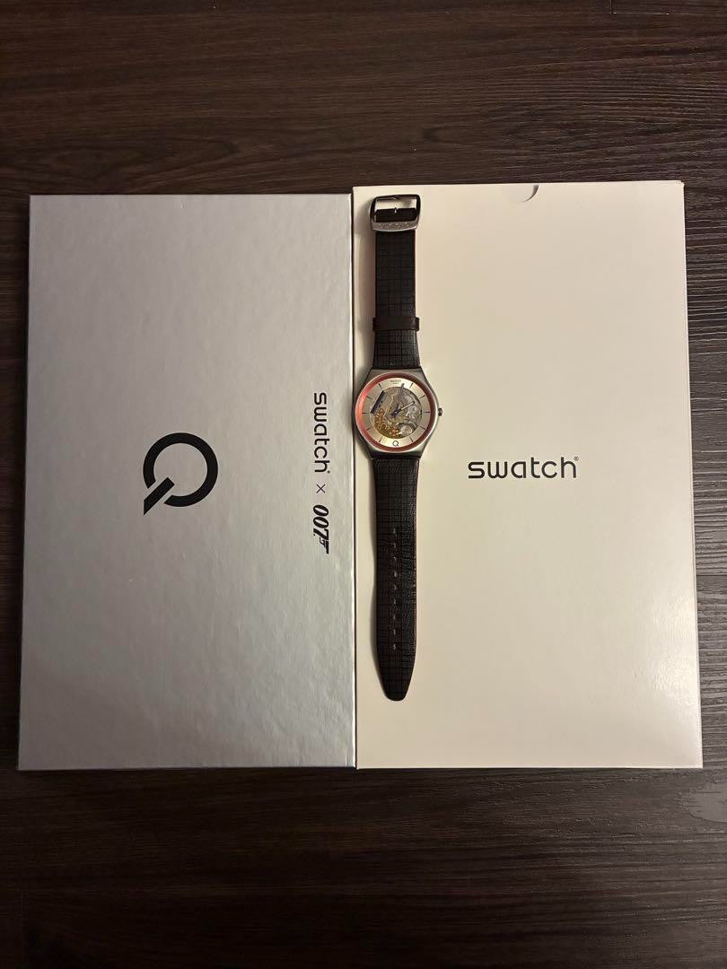 Swatch × 007 No Time to Die Collaboration Watch Brown Tartan Leather Strap Boxed