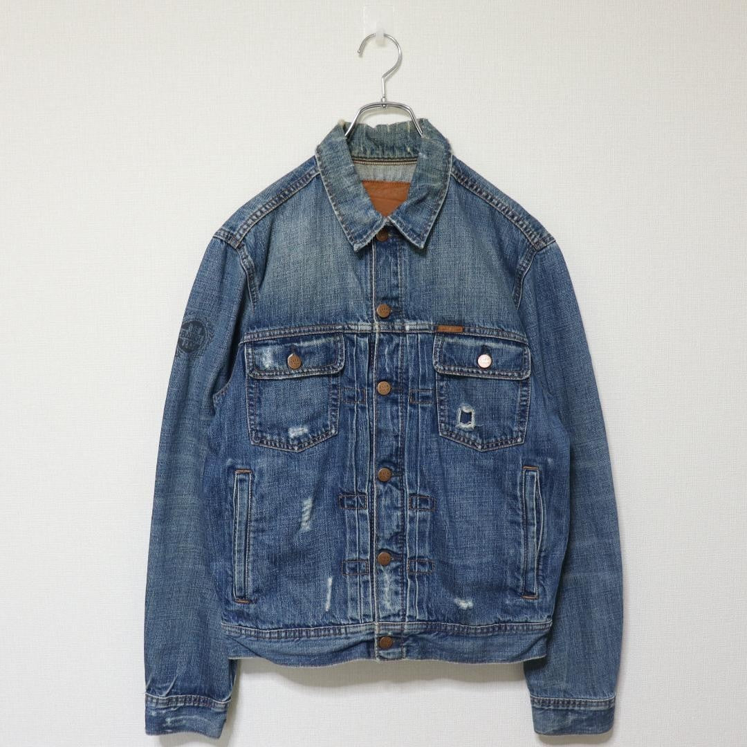 2000s EZRA FITCH Denim Jacket Distressed Turkey Made M