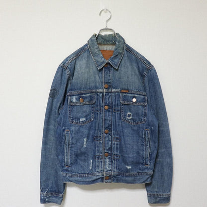 2000s EZRA FITCH Denim Jacket Distressed Turkey Made M