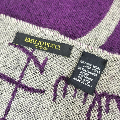Emilio Pucci Wool scarf, purple, Italy Neck Warmer Fringe multipurpose