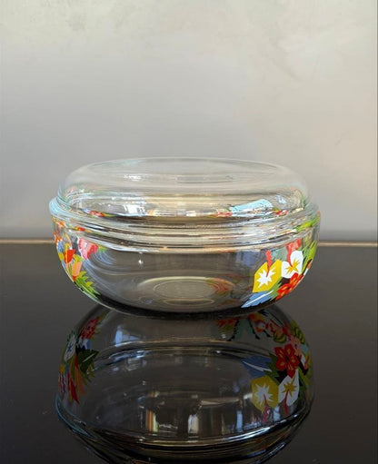 Retro Pop Glass Bowl Casserole with Lid Pyrex Floral Rare Vintage Collectible