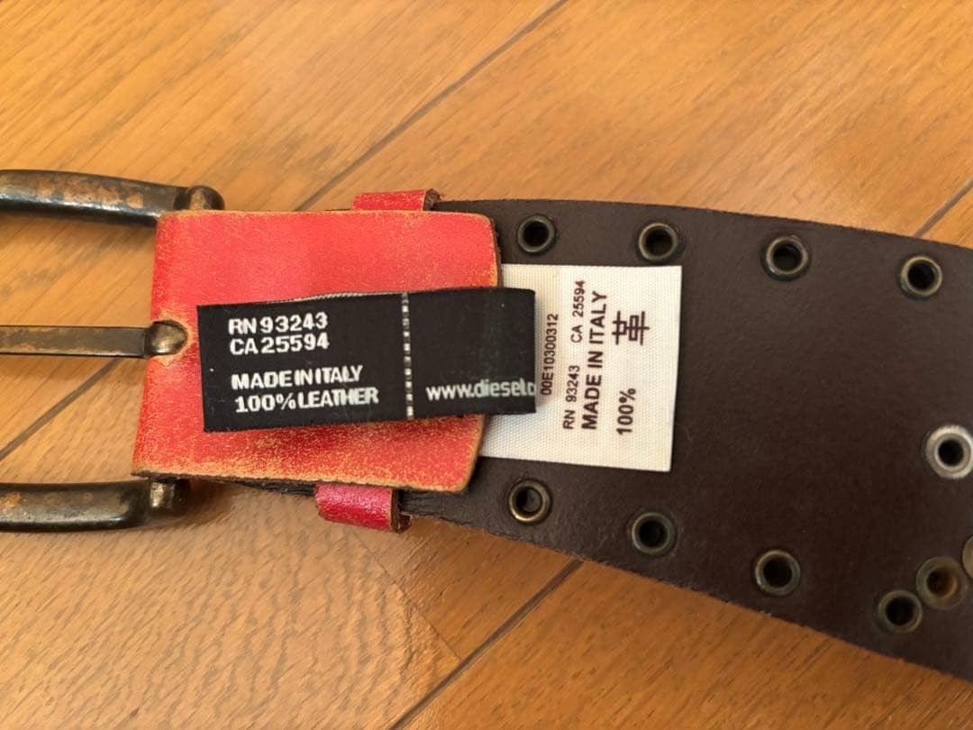 Diesel Women Red Studded Decorative Leather Belt Wide Design Luxury Classic ITA