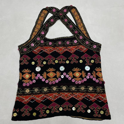 Christian Dior John Galliano Era Botanical Embroidery Knit Tank Top Vintage Rare