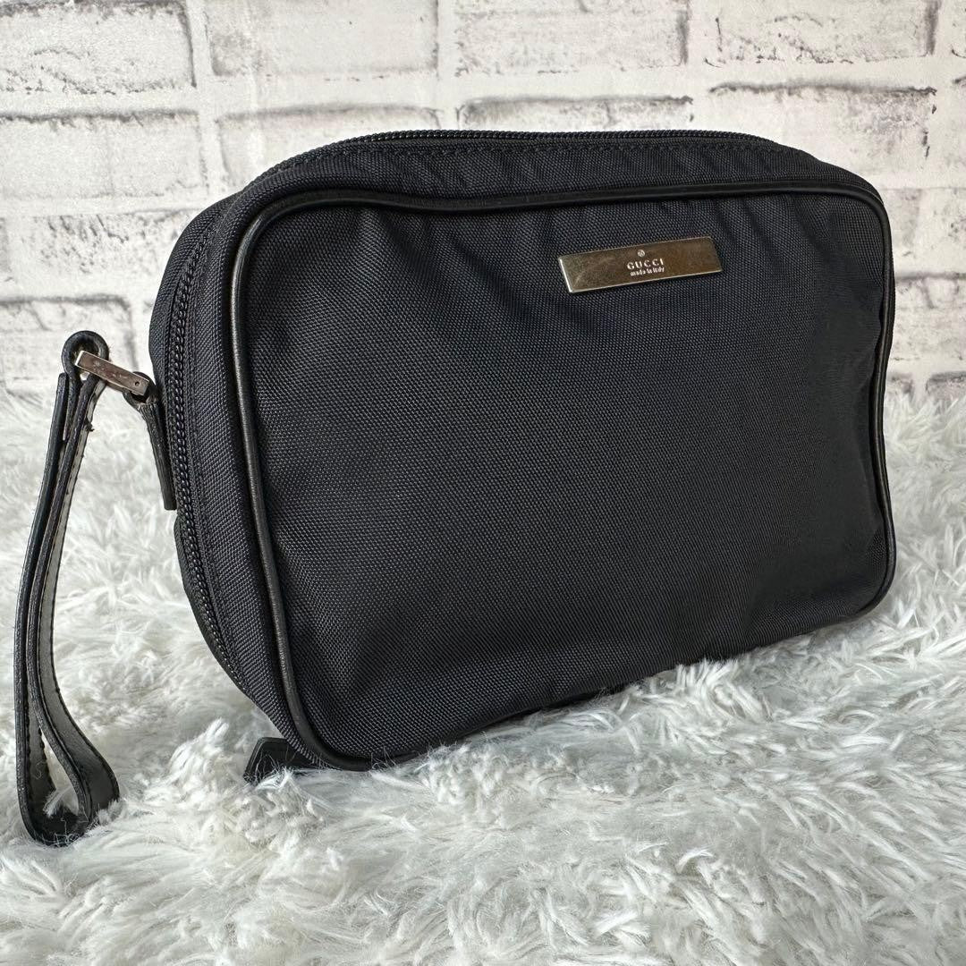 GUCCI Vintage Tom Ford Era Black Canvas Makeup Pouch Unisex Rare Authentic