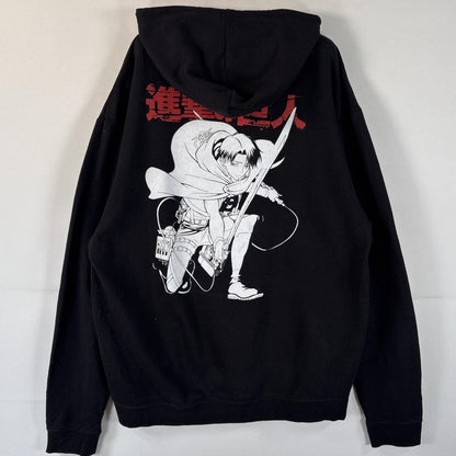 Attack on Titan Levi Survey Corps Hoodie Men XL Black Anime Sweatshirt