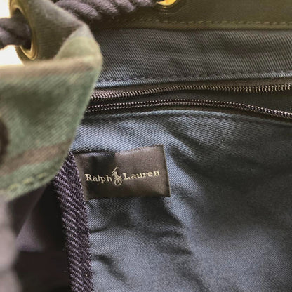 Vintage Polo Ralph Lauren Backpack Black Watch Plaid Canvas PVC 40x30x15cm