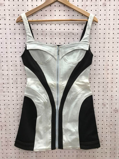 Mode Fetish Vintage Denim Jersey Bodycon Mini Dress L Blue Black