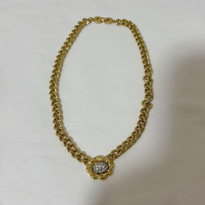 Vintage Gold Choker Necklace Chain Large 40cm Used Elegant Jewelry From Japan