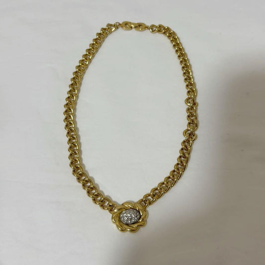 Vintage Gold Choker Necklace Chain Large 40cm Used Elegant Jewelry From Japan