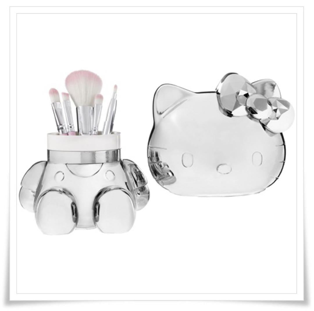 Sephora Hello Kitty Makeup Brush Set Silver Rare Limited Edition Used