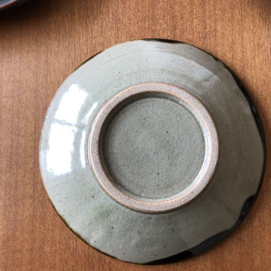 Unused Mashiko ware side plate and medium plate set by Hamada Shoji Mingei