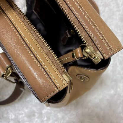 Coach Signature Hamptons Leather Tote Bag Brown Beige Vintage Authentic