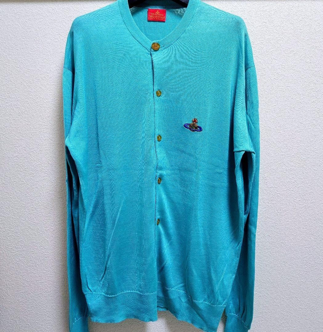 Vivienne Westwood Cardigan 90s Silk Turquoise Blue Size M Rare Vintage