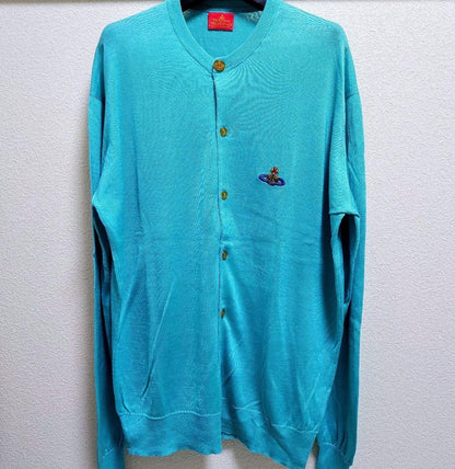 Vivienne Westwood Cardigan 90s Silk Turquoise Blue Size M Rare Vintage