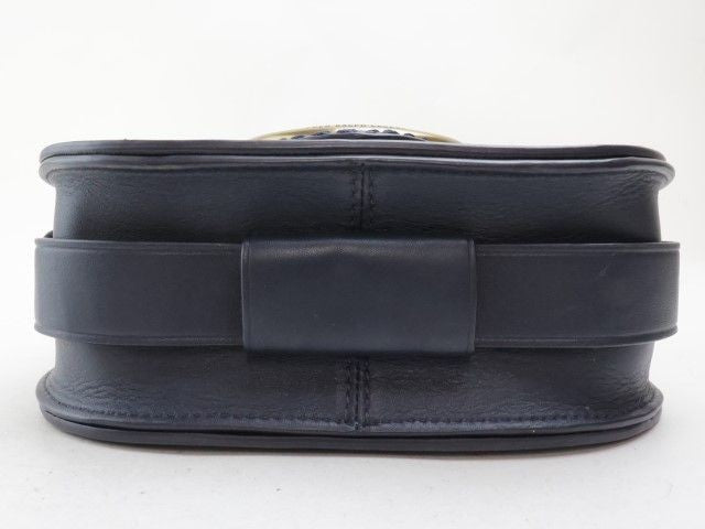 Polo Ralph Lauren Shoulder Bag Leather Navy Women Used