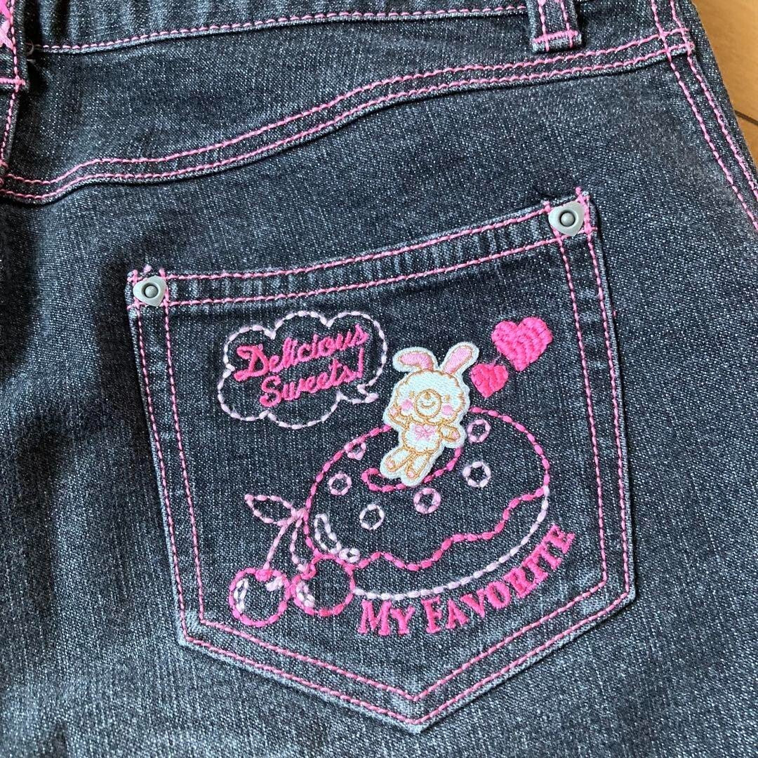 Mezzo Piano m424 Kids Denim Pants Retro Embroidered Cute Used