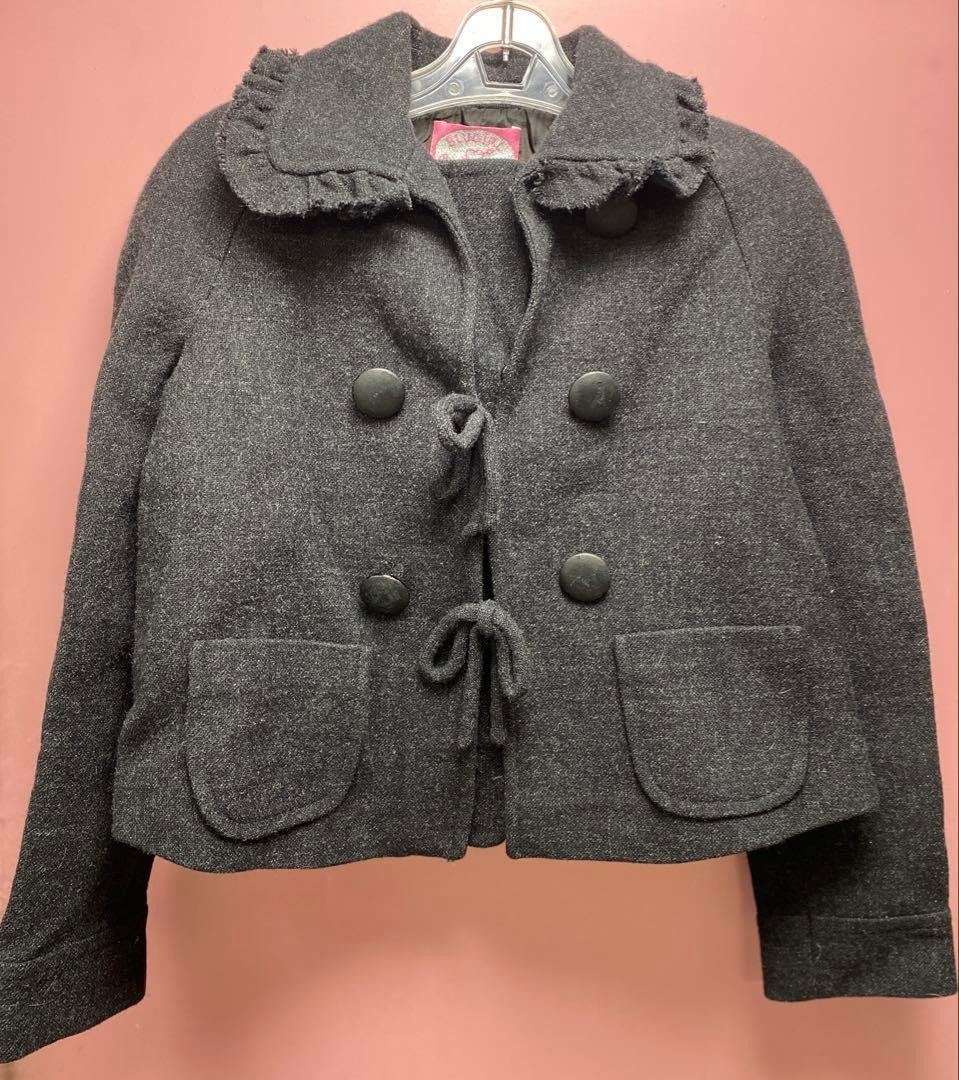 BLUGIRL Blumarine Gray Ribbon Jacket Size M Italian Made Shoulder width: 40 cm