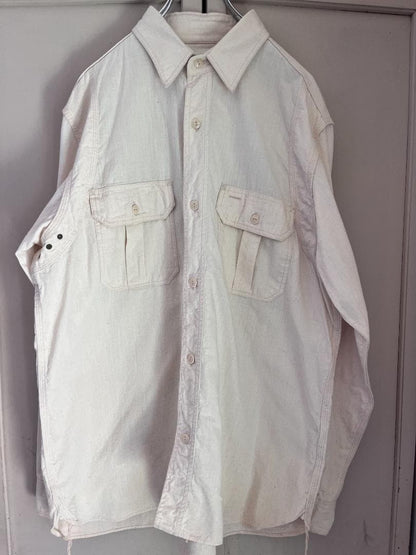 SUGAR CANE 5oz Chambray Work Shirt Size XL White Double Shoulder Rare Japan