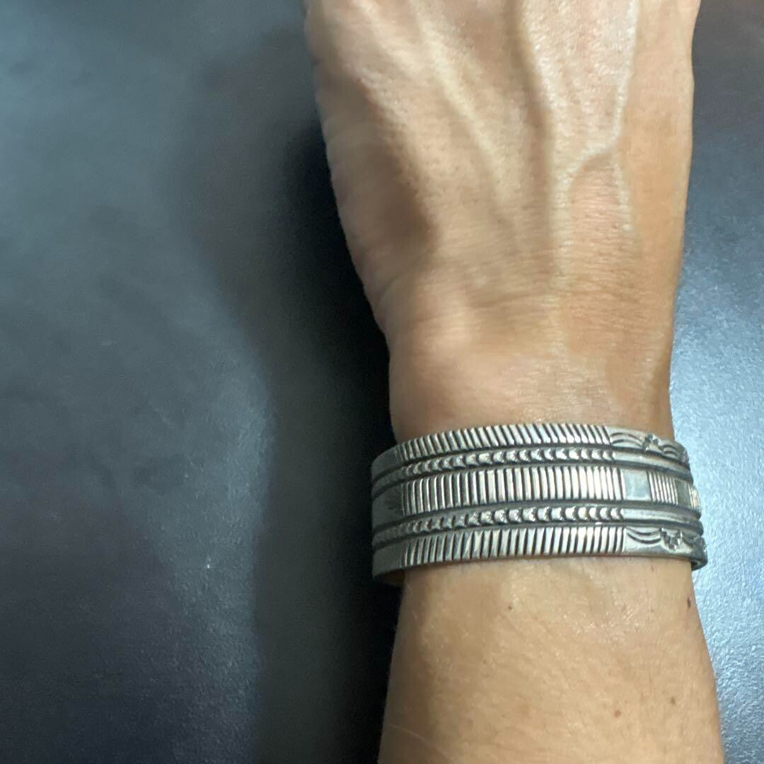 Navajo Bruce Morgan Sterling Silver Bracelet Bangle wide