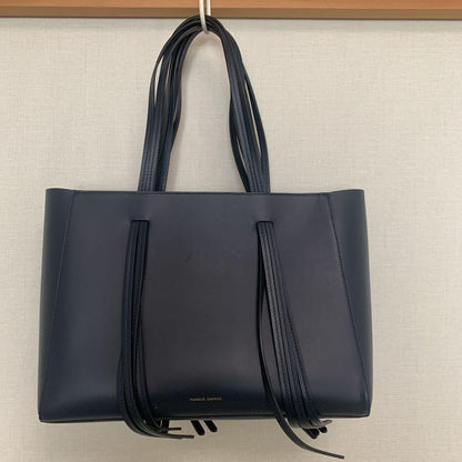 MANSUR GAVRIEL Leather Navy Tote Bag Fringed Simple Authentic Women's