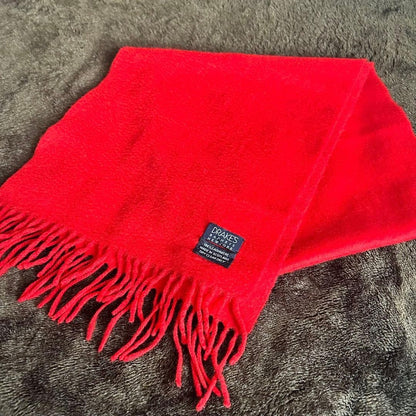 Drake's 100% Cashmere Scarf Red Scotland Used Fringed