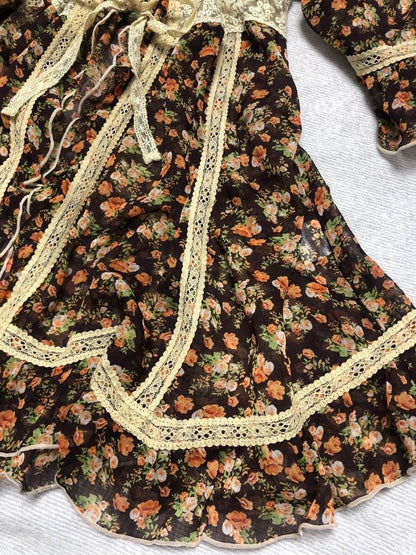 LIZ LISA doll Floral tunic Ruffle cardigan Lace Brown￼