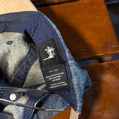 00s Street STUSSY Denim Cap with Visor, Embroidered Logo, Indigo