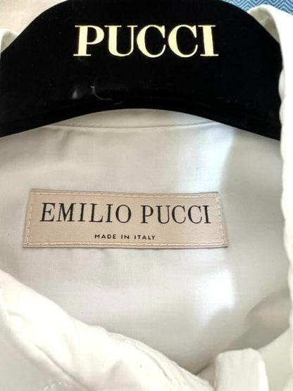 Emilio Pucci shirt dress Women's Size 40 Cotton White Long Sleeves Italy New