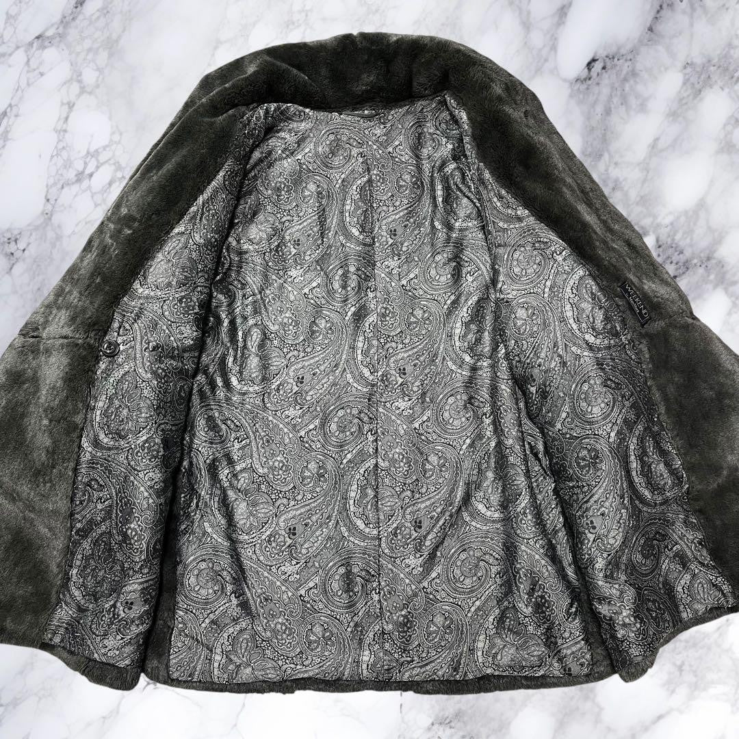 WEEKEND Max Mara Fur Coat Size US 10 Paisley Lining Shawl Collar Double-Breasted