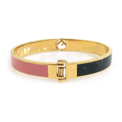 Auth FENDI Bangle Bracelet Black/Pink/Gold Metal - 56003a