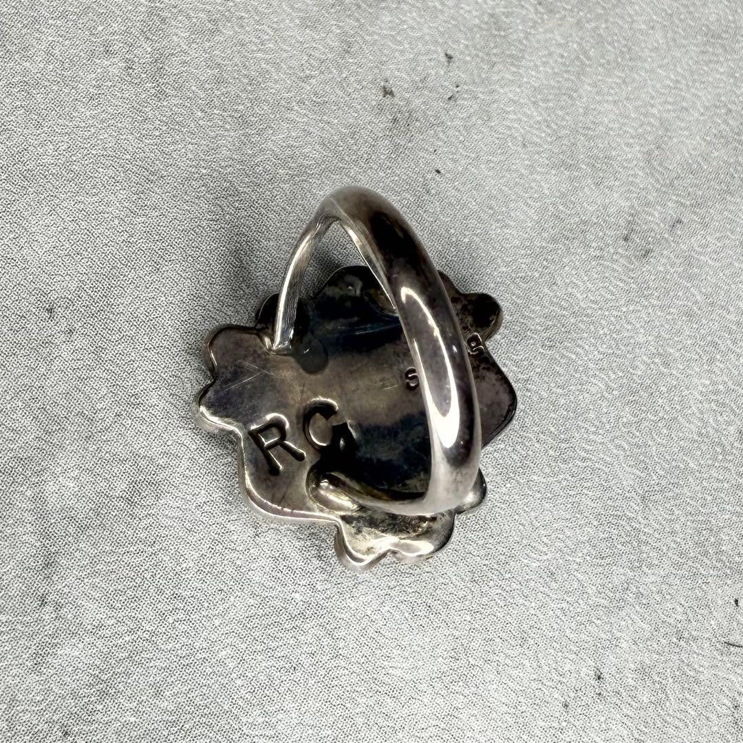 NAVAJO RG Engraved Navajo Turquoise Silver Ring Indian Jewelry