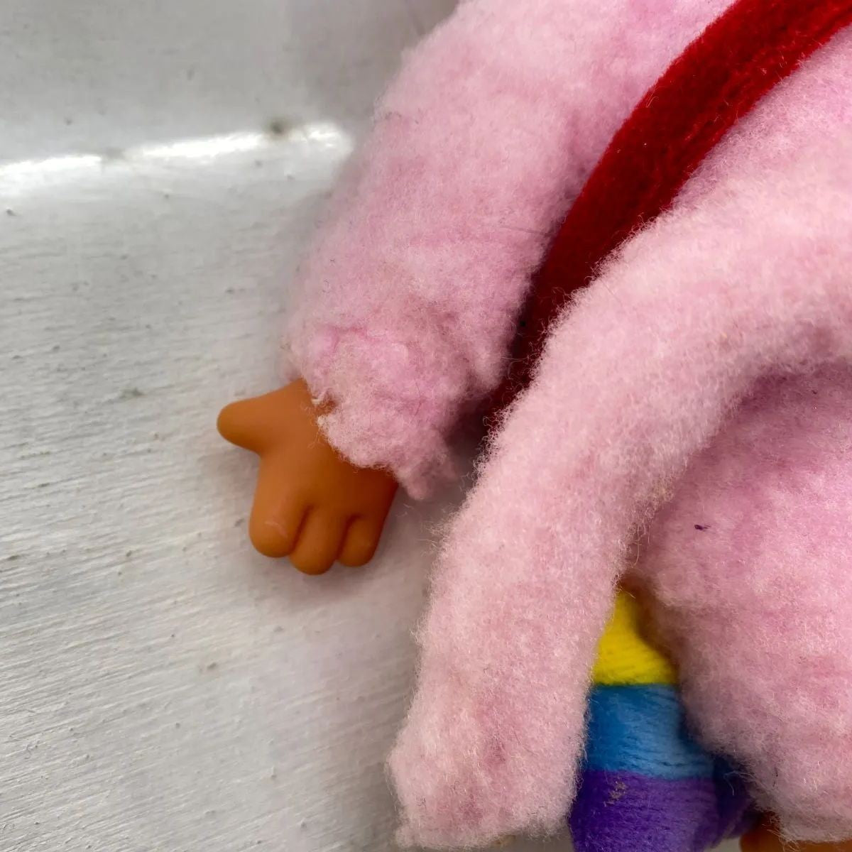 Monchhichi Plush Toy Rainbow Pink Size S Released in 2000 Blue Eyes Vintage