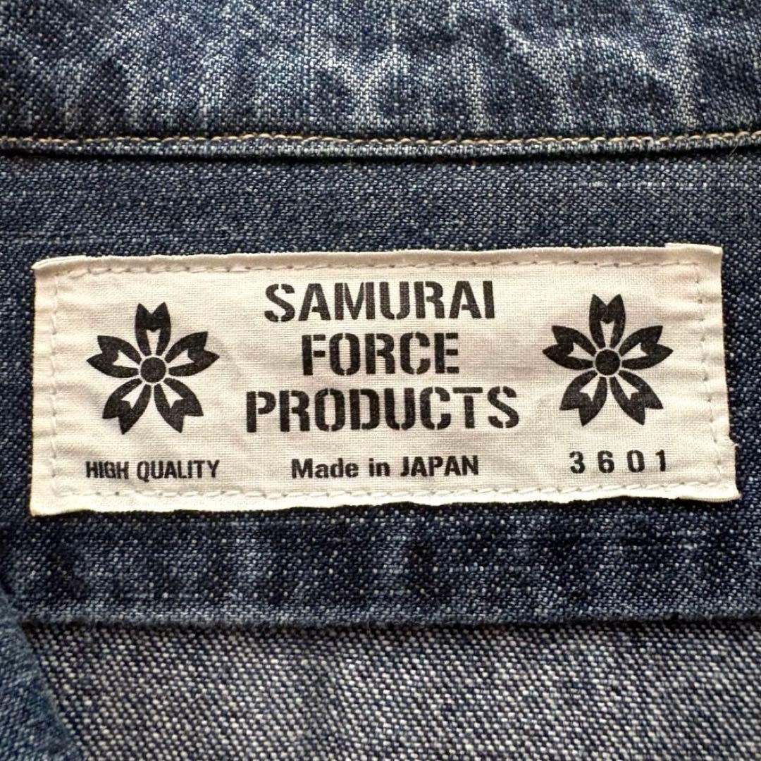 Auth SAMURAI JEANS Denim Shirt Jacket L Made in Japan Indigo Chore Coat Rare