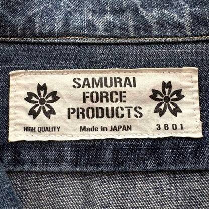 Auth SAMURAI JEANS Denim Shirt Jacket L Made in Japan Indigo Chore Coat Rare