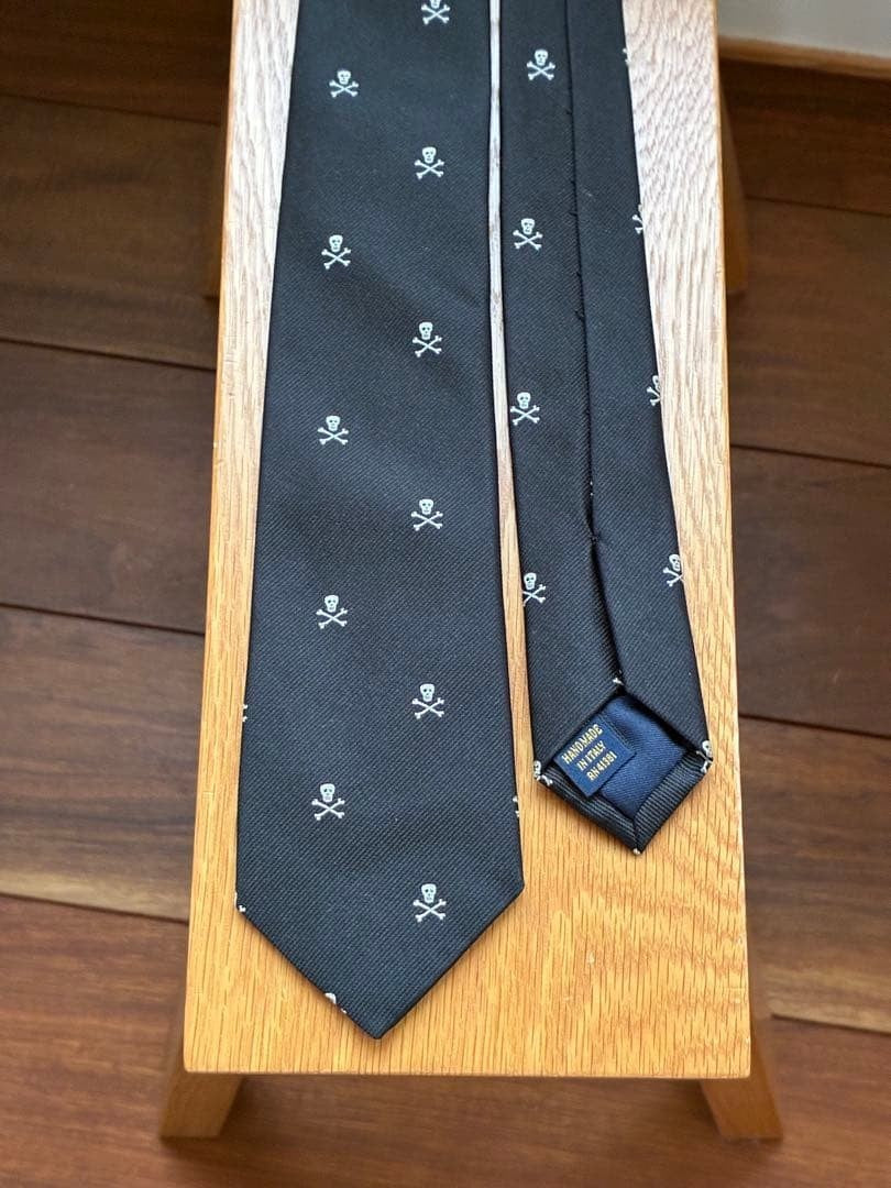 Ralph Lauren Rugby Skull Black Silk Tie Rare Vintage 145cm Luxury japan