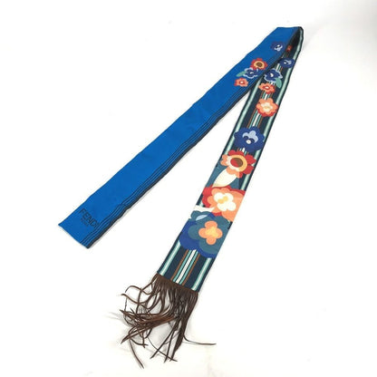 FENDI FXT111 Lappy Fringe BandeauScarf Scarf silk blue/Brown