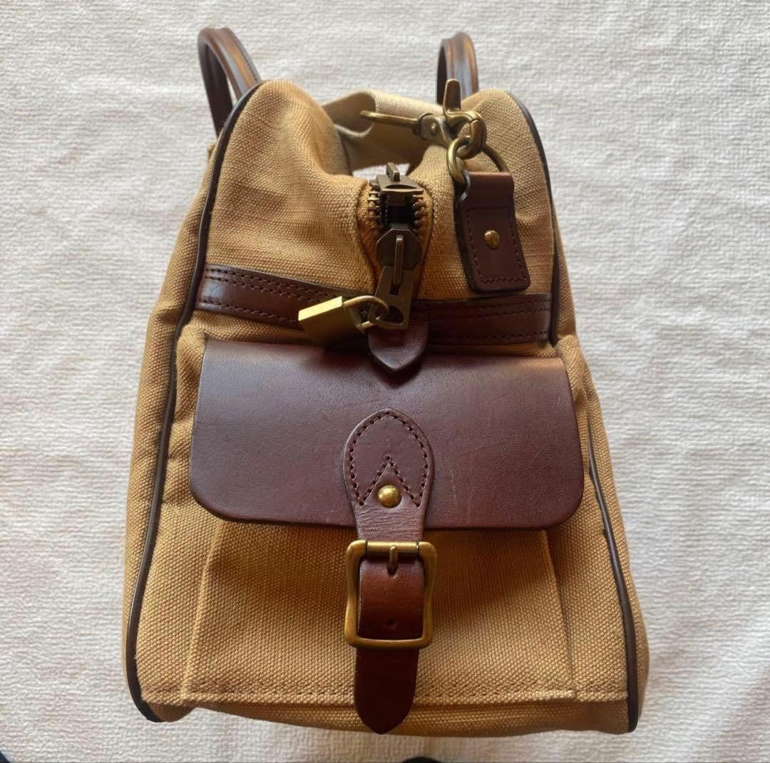 Rare grips Boston 2way Shoulder Bag Vintage Beige Leather Travel Purse