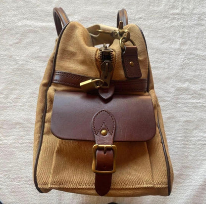 Rare grips Boston 2way Shoulder Bag Vintage Beige Leather Travel Purse