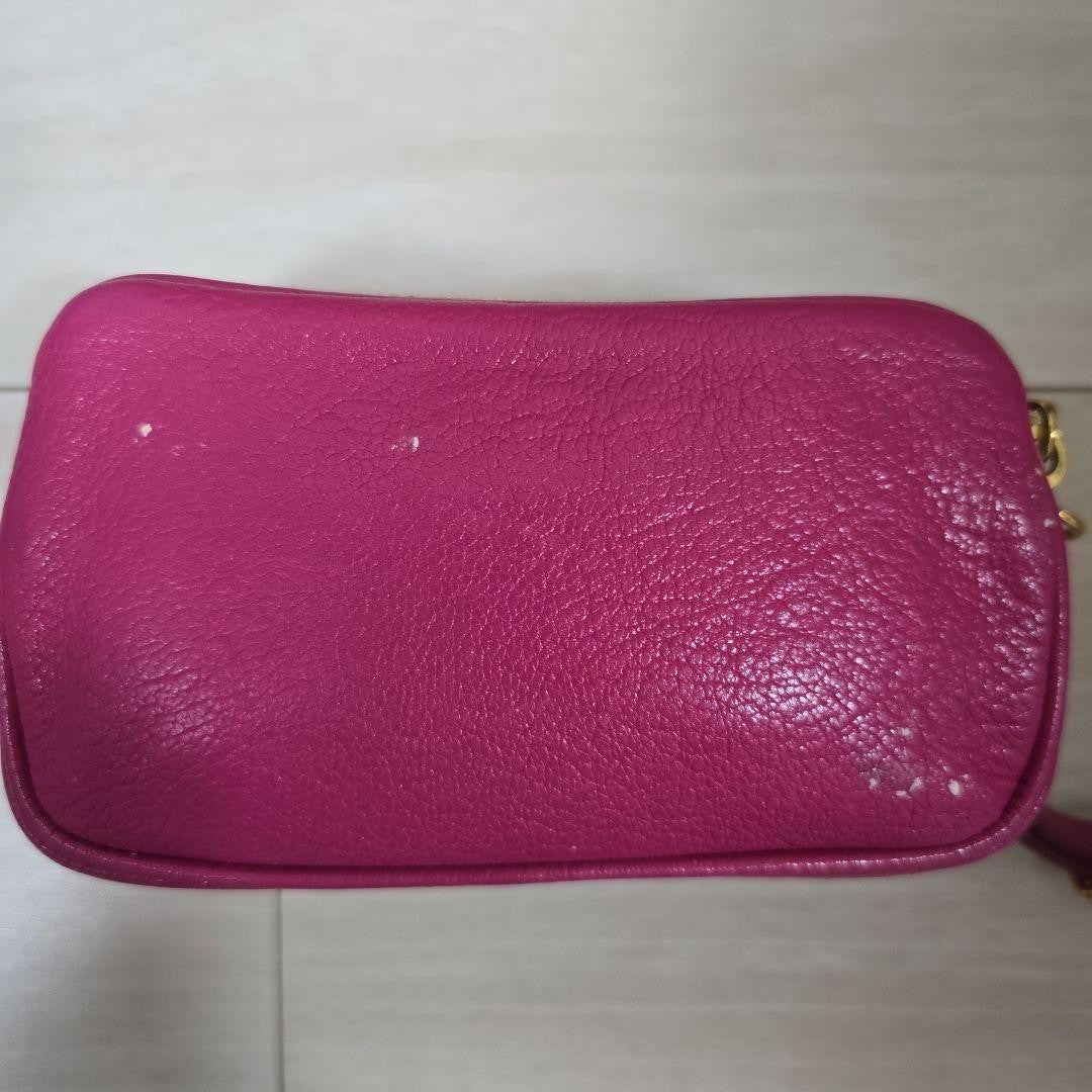 MIU MIU Pink leather mini poach Woman's Ladies studs stone authentic zip JAPAN